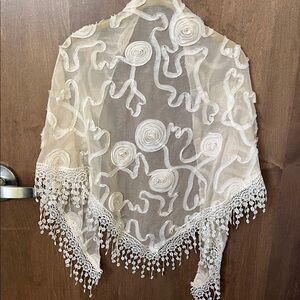 Chic Sheer Lace Wrap with Swirl Design
